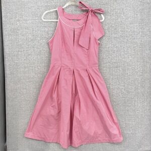 Comely Red Gingham Pinafore Dress‎ Sz M Eu 40 Cottage Bow Neckline Pleated Retro